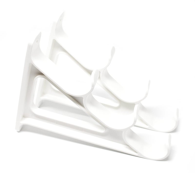 JSP Manufacturing Plastic Horizontal Fishing Rod Wall Rack Set - Holds 3 Rods Fishing Rods, Hiking Poles, Ski Poles, Cue or Hockey Sticks (White, 2) - Image 1